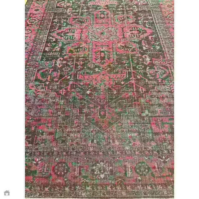 Washable Kaya Alya KY16 Traditional Persian Vintage Distressed Floral Durable Chenille Polyester Flatweave Fuchsia Red/Pink/Black/Multicolour Rug-Asiatic Carpets-Rug Love - The Most Loved Rug Store