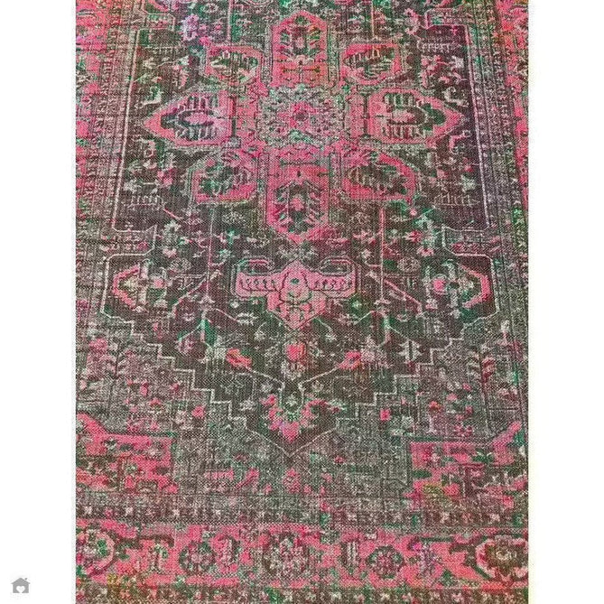 Washable Kaya Alya KY16 Traditional Persian Vintage Distressed Floral Durable Chenille Polyester Flatweave Fuchsia Red/Pink/Black/Multicolour Rug-Asiatic Carpets-Rug Love - The Most Loved Rug Store