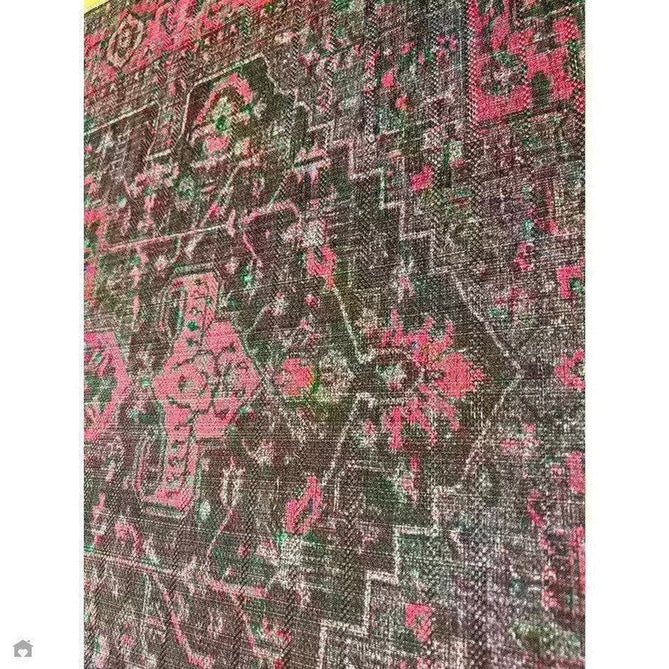 Washable Kaya Alya KY16 Traditional Persian Vintage Distressed Floral Durable Chenille Polyester Flatweave Fuchsia Red/Pink/Black/Multicolour Rug-Asiatic Carpets-Rug Love - The Most Loved Rug Store
