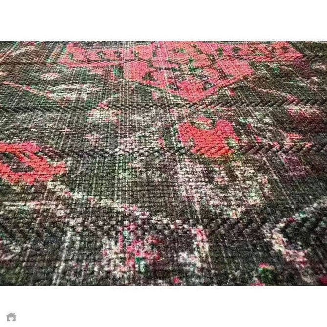 Washable Kaya Alya KY16 Traditional Persian Vintage Distressed Floral Durable Chenille Polyester Flatweave Fuchsia Red/Pink/Black/Multicolour Rug-Asiatic Carpets-Rug Love - The Most Loved Rug Store