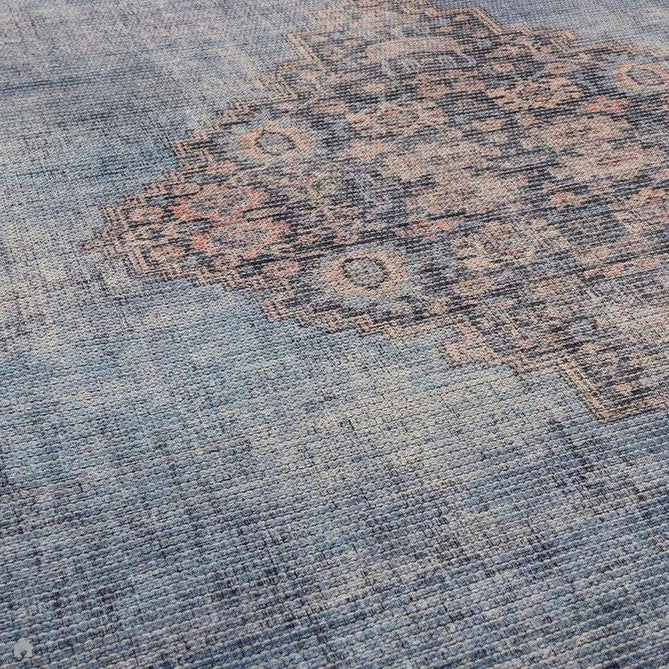 Washable Kaya Dana KY08 Traditional Persian Vintage Distressed Floral Durable Chenille Polyester Flatweave Blue/Brown/Pink/Red Rust/Multicolour Rug-Asiatic Carpets-Rug Love - The Most Loved Rug Store