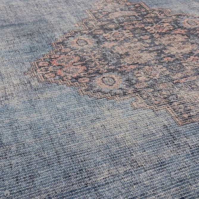 Washable Kaya Dana KY08 Traditional Persian Vintage Distressed Floral Durable Chenille Polyester Flatweave Blue/Brown/Pink/Red Rust/Multicolour Rug-Asiatic Carpets-Rug Love - The Most Loved Rug Store