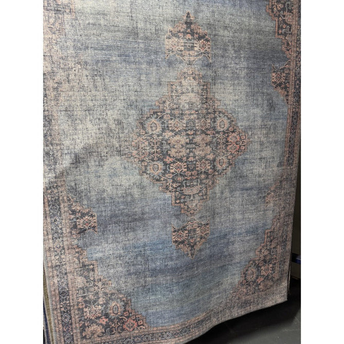 Washable Kaya Dana KY08 Traditional Persian Vintage Distressed Floral Durable Chenille Polyester Flatweave Blue/Brown/Pink/Red Rust/Multicolour Rug-Asiatic Carpets-Rug Love - The Most Loved Rug Store