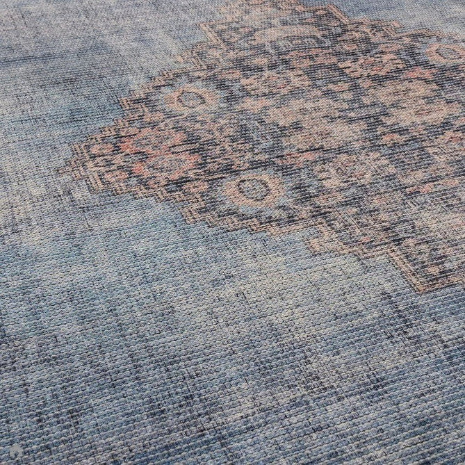 Washable Kaya Dana KY08 Traditional Persian Vintage Distressed Floral Durable Chenille Polyester Flatweave Blue/Brown/Pink/Red Rust/Multicolour Rug-Asiatic Carpets-Rug Love - The Most Loved Rug Store