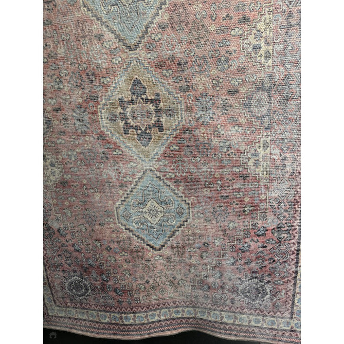 Washable Kaya Esfir KY09 Traditional Persian Vintage Distressed Floral Durable Chenille Polyester Flatweave Pink/Red/Blue/Yellow/Multicolour Rug-Asiatic Carpets-Rug Love - The Most Loved Rug Store