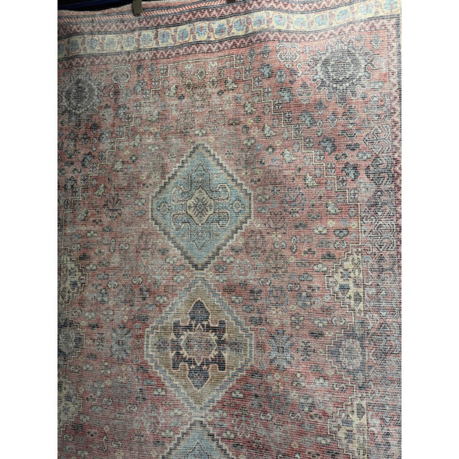 Washable Kaya Esfir KY09 Traditional Persian Vintage Distressed Floral Durable Chenille Polyester Flatweave Pink/Red/Blue/Yellow/Multicolour Rug-Asiatic Carpets-Rug Love - The Most Loved Rug Store