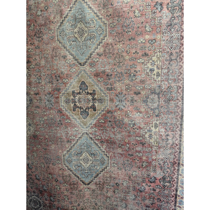 Washable Kaya Esfir KY09 Traditional Persian Vintage Distressed Floral Durable Chenille Polyester Flatweave Pink/Red/Blue/Yellow/Multicolour Rug-Asiatic Carpets-Rug Love - The Most Loved Rug Store