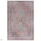 Washable Kaya Esfir KY09 Traditional Persian Vintage Distressed Floral Durable Chenille Polyester Flatweave Pink/Red/Blue/Yellow/Multicolour Rug
