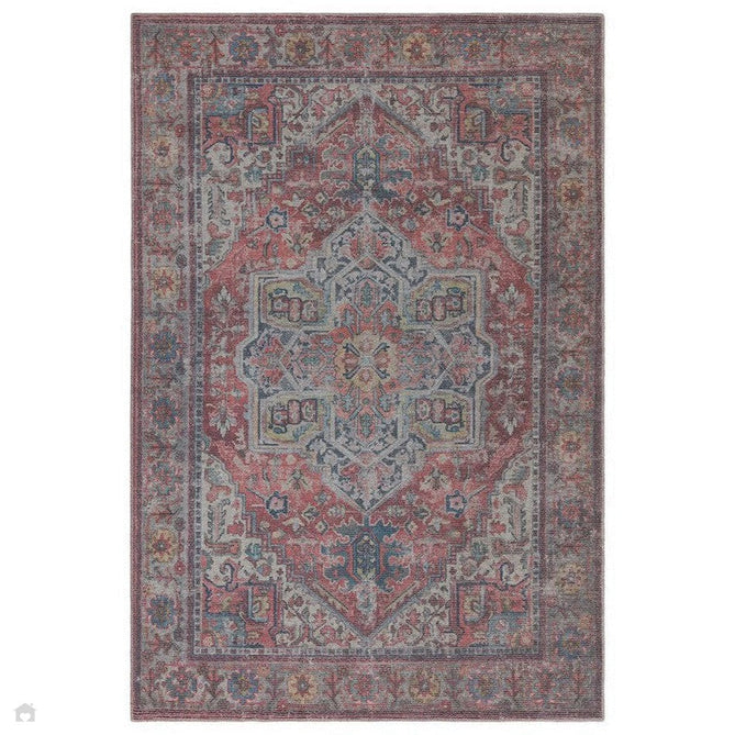 Washable Kaya Iman KY07 Traditional Persian Vintage Distressed Floral Durable Chenille Polyester Flatweave Red/Blue/Beige/Multicolour Rug 120 x 170 cm-Shop Returns-Rug Love - The Most Loved Rug Store