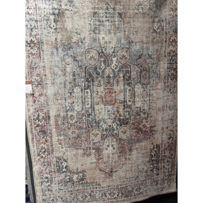 Washable Kaya Lila KY12 Traditional Persian Vintage Distressed Floral Durable Chenille Polyester Flatweave Beige/Red Pink/Blue/Cream/Multicolour Rug-Asiatic Carpets-Rug Love - The Most Loved Rug Store