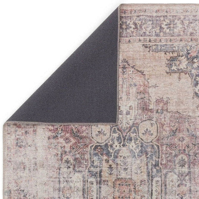Washable Kaya Lila KY12 Traditional Persian Vintage Distressed Floral Durable Chenille Polyester Flatweave Beige/Red Pink/Blue/Cream/Multicolour Rug-Asiatic Carpets-Rug Love - The Most Loved Rug Store