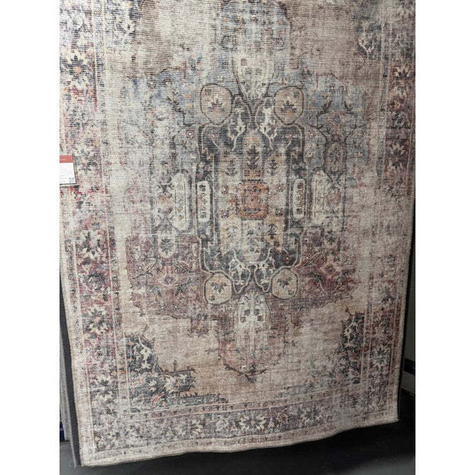 Washable Kaya Lila KY12 Traditional Persian Vintage Distressed Floral Durable Chenille Polyester Flatweave Soft Beige/Red Pink/Blue/Cream/Multicolour Rug-Asiatic Carpets-Rug Love - The Most Loved Rug Store