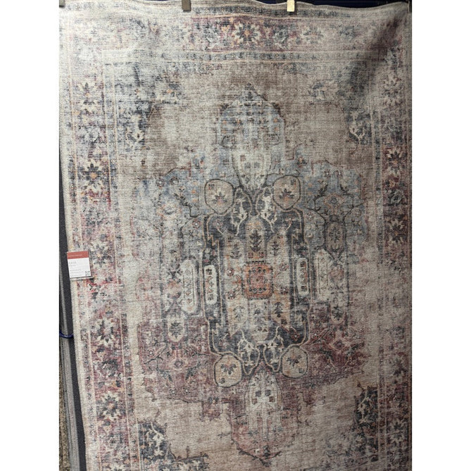 Washable Kaya Lila KY12 Traditional Persian Vintage Distressed Floral Durable Chenille Polyester Flatweave Soft Beige/Red Pink/Blue/Cream/Multicolour Rug-Asiatic Carpets-Rug Love - The Most Loved Rug Store