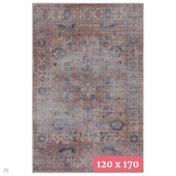 Washable Kaya Sima KY06 Traditional Persian Vintage Distressed Floral Durable Chenille Polyester Flatweave Red/Blue/Pink/Grey/Yellow/Multicolour Rug 120 x 170 cm