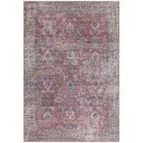 Washable Kaya Mona KY10 Traditional Persian Vintage Distressed Floral Durable Chenille Polyester Flatweave Red/Blue/Multicolour Rug