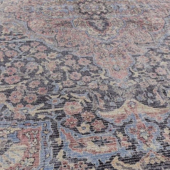 Washable Kaya Rana KY11 Traditional Persian Vintage Distressed Floral Durable Chenille Polyester Flatweave Red/Blue/Multicolourcolour Rug-Asiatic Carpets-Rug Love - The Most Loved Rug Store