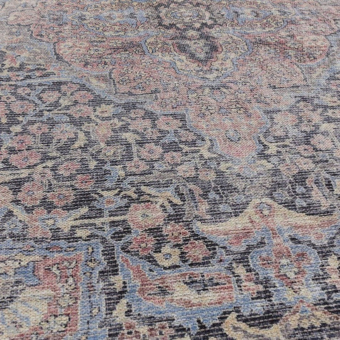 Washable Kaya Rana KY11 Traditional Persian Vintage Distressed Floral Durable Chenille Polyester Flatweave Red/Blue/Multicolourcolour Rug-Asiatic Carpets-Rug Love - The Most Loved Rug Store