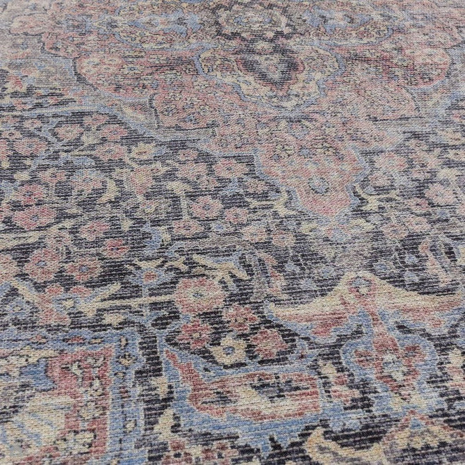 Washable Kaya Rana KY11 Traditional Persian Vintage Distressed Floral Durable Chenille Polyester Flatweave Red/Blue/Multicolourcolour Rug-Asiatic Carpets-Rug Love - The Most Loved Rug Store