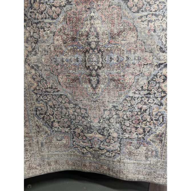 Washable Kaya Rana KY11 Traditional Persian Vintage Distressed Floral Durable Chenille Polyester Flatweave Red/Blue/Multicolourcolour Rug-Asiatic Carpets-Rug Love - The Most Loved Rug Store