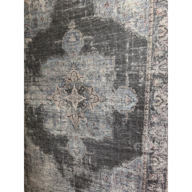 Washable Kaya Roya KY05 Traditional Persian Vintage Distressed Floral Durable Chenille Polyester Flatweave Blue/Black/Grey Rug-Asiatic Carpets-Rug Love - The Most Loved Rug Store