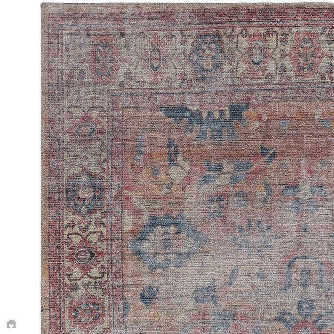 Washable Kaya Sima KY06 Traditional Persian Vintage Distressed Floral Durable Chenille Polyester Flatweave Red/Blue/Pink/Grey/Yellow/Multicolour Rug-Asiatic Carpets-Rug Love - The Most Loved Rug Store