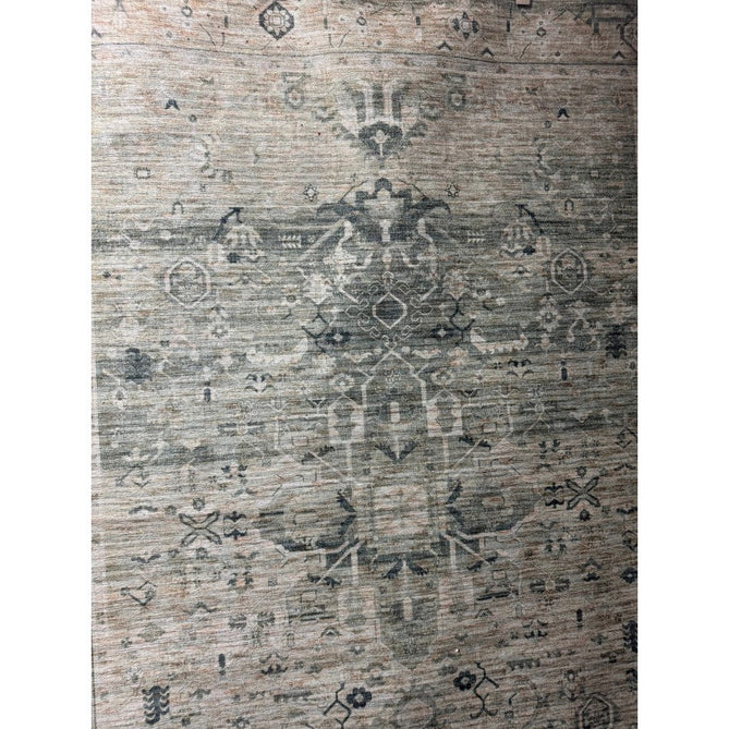 Washable Kaya Vida KY04 Traditional Persian Vintage Distressed Floral Durable Chenille Polyester Flatweave Pale Sage Green/Beige/Grey/Multicolour Rug-Asiatic Carpets-Rug Love - The Most Loved Rug Store