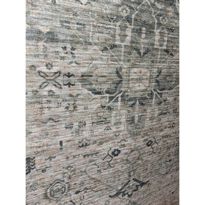 Washable Kaya Vida KY04 Traditional Persian Vintage Distressed Floral Durable Chenille Polyester Flatweave Pale Sage Green/Beige/Grey/Multicolour Rug-Asiatic Carpets-Rug Love - The Most Loved Rug Store