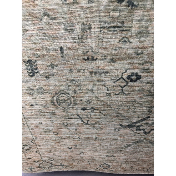 Washable Kaya Vida KY04 Traditional Persian Vintage Distressed Floral Durable Chenille Polyester Flatweave Pale Sage Green/Beige/Grey/Multicolour Rug-Asiatic Carpets-Rug Love - The Most Loved Rug Store