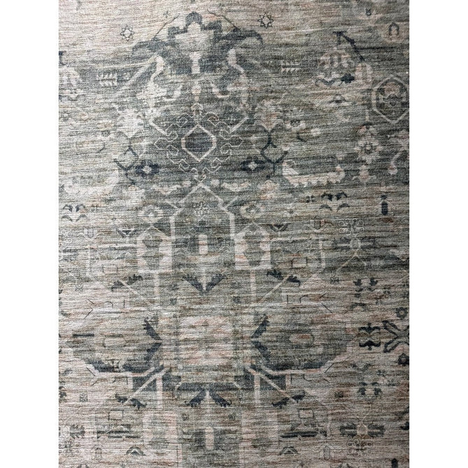 Washable Kaya Vida KY04 Traditional Persian Vintage Distressed Floral Durable Chenille Polyester Flatweave Pale Sage Green/Beige/Grey/Multicolour Rug-Asiatic Carpets-Rug Love - The Most Loved Rug Store