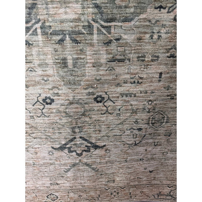 Washable Kaya Vida KY04 Traditional Persian Vintage Distressed Floral Durable Chenille Polyester Flatweave Pale Sage Green/Beige/Grey/Multicolour Rug-Asiatic Carpets-Rug Love - The Most Loved Rug Store