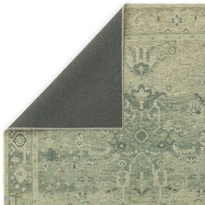 Washable Kaya Vida KY04 Traditional Persian Vintage Distressed Floral Durable Chenille Polyester Flatweave Pale Sage Green/Beige/Grey/Multicolour Rug-Asiatic Carpets-Rug Love - The Most Loved Rug Store