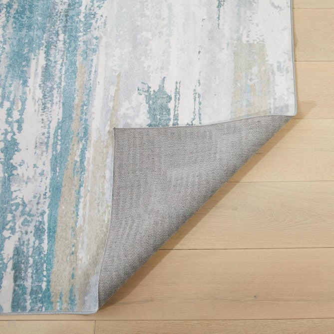 Washable Liberty LIB101 Modern Abstract Distressed Easy-Care Soft Smooth Velvet Touch Polyester Short Pile Flatweave Ivory/Sky Blue/Aqua/Grey/Beige Rug-Concept Looms-Rug Love - The Most Loved Rug Store