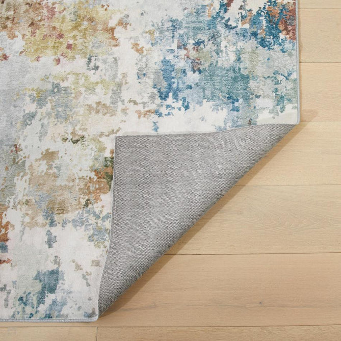 Washable Liberty LIB103 Modern Abstract Distressed Easy-Care Soft Smooth Velvet Touch Polyester Short Pile Flatweave Palette/Ivory/Sky/Teal/Olive/Golden Sand/Rust/Mauve Rug-Concept Looms-Rug Love - The Most Loved Rug Store
