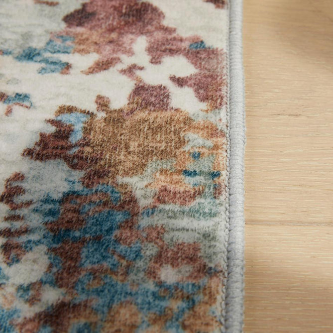 Washable Liberty LIB103 Modern Abstract Distressed Easy-Care Soft Smooth Velvet Touch Polyester Short Pile Flatweave Palette/Ivory/Sky/Teal/Olive/Golden Sand/Rust/Mauve Rug-Concept Looms-Rug Love - The Most Loved Rug Store