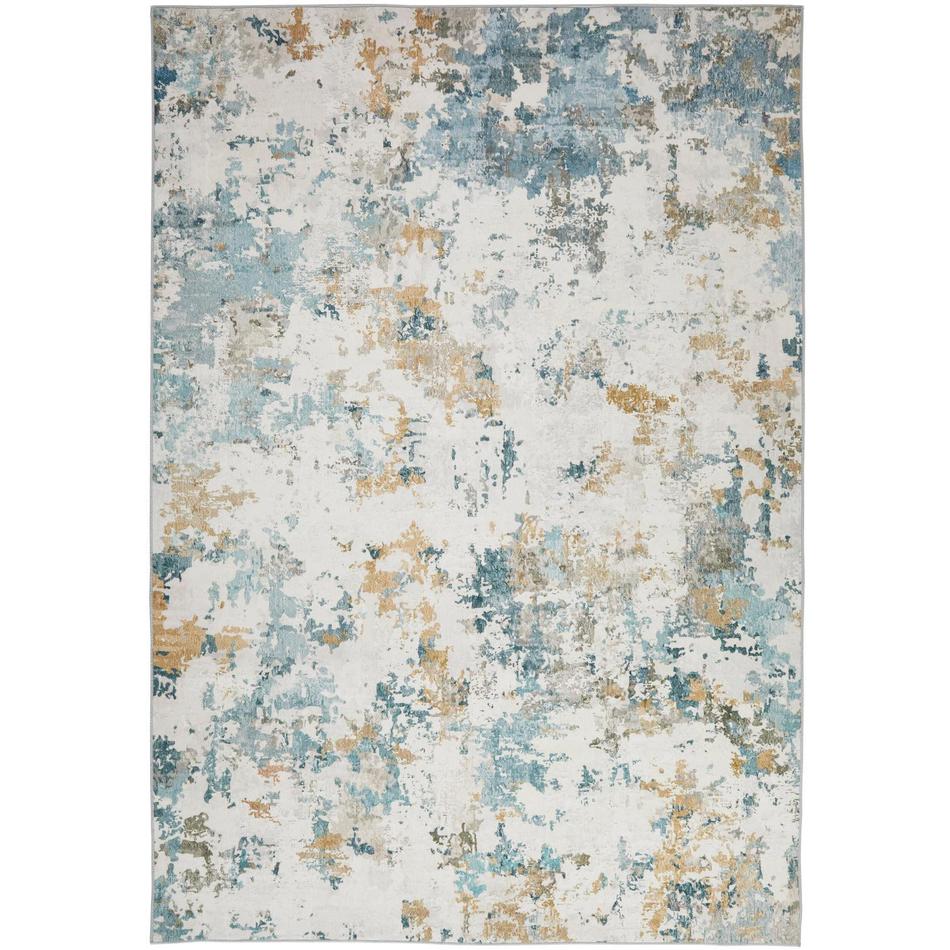 Blue Rug Material Washable Liberty LIB104 Modern Abstract Distressed Easy-Care Smooth So