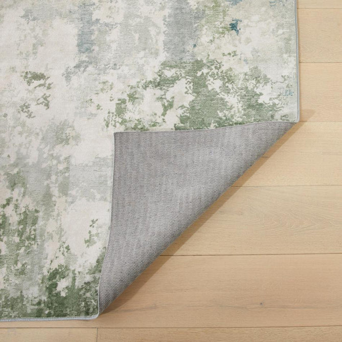 Washable Liberty LIB109 Modern Abstract Distressed Easy-Care Soft Smooth Velvet Touch Polyester Short Pile Flatweave Ivory/Seafoam Green/Teal Blue/Grey/Olive Rug-Concept Looms-Rug Love - The Most Loved Rug Store