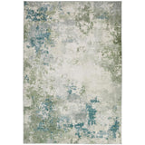Washable Liberty LIB109 Modern Abstract Distressed Easy-Care Soft Smooth Velvet Touch Polyester Short Pile Flatweave Ivory/Seafoam Green/Teal Blue/Grey/Olive Rug