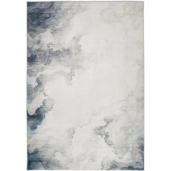 Washable Liberty LIB112 Modern Abstract Distressed Easy-Care Soft Smooth Velvet Touch Polyester Short Pile Flatweave Ivory/Slate Blue/Light Grey/Charcoal/Beige Rug-Concept Looms-Rug Love - The Most Loved Rug Store