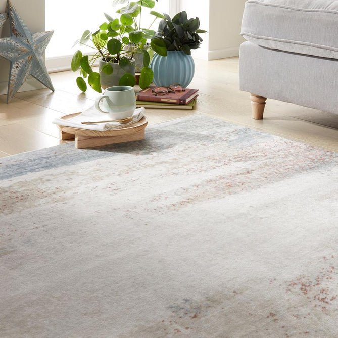 Washable Liberty LIB113 Modern Abstract Distressed Easy-Care Soft Smooth Velvet Touch Polyester Short Pile Flatweave Ivory/Light Grey/Pale Blue/Beige/Blush/Taupe Rug-Concept Looms-Rug Love - The Most Loved Rug Store