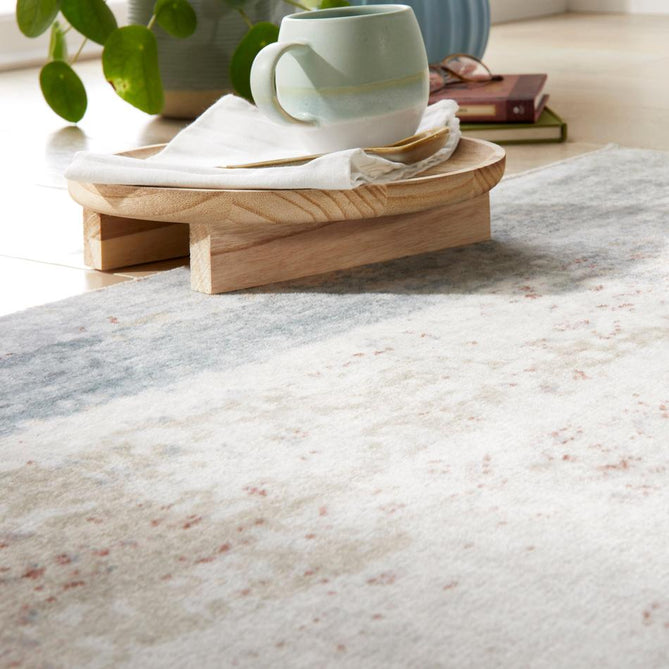 Washable Liberty LIB113 Modern Abstract Distressed Easy-Care Soft Smooth Velvet Touch Polyester Short Pile Flatweave Ivory/Light Grey/Pale Blue/Beige/Blush/Taupe Rug-Concept Looms-Rug Love - The Most Loved Rug Store