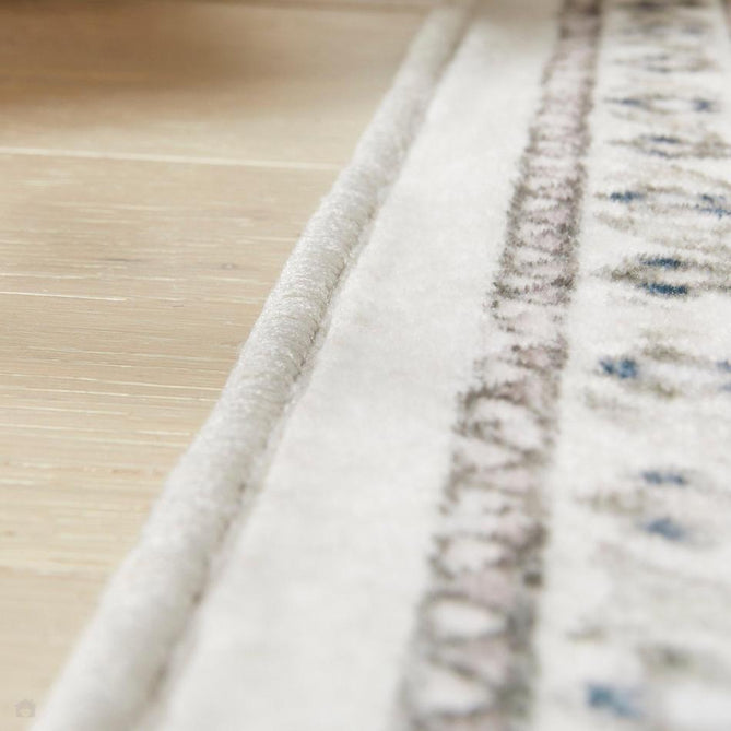 Washable Liberty LIB201 Traditional Distressed Floral Medallion Border Easy-Care Soft Smooth Velvet Touch Polyester Short Pile Flatweave Cream/Pale Grey/Blush/Dusty Blue/Muted Green/Taupe Rug-Concept Looms-Rug Love - The Most Loved Rug Store