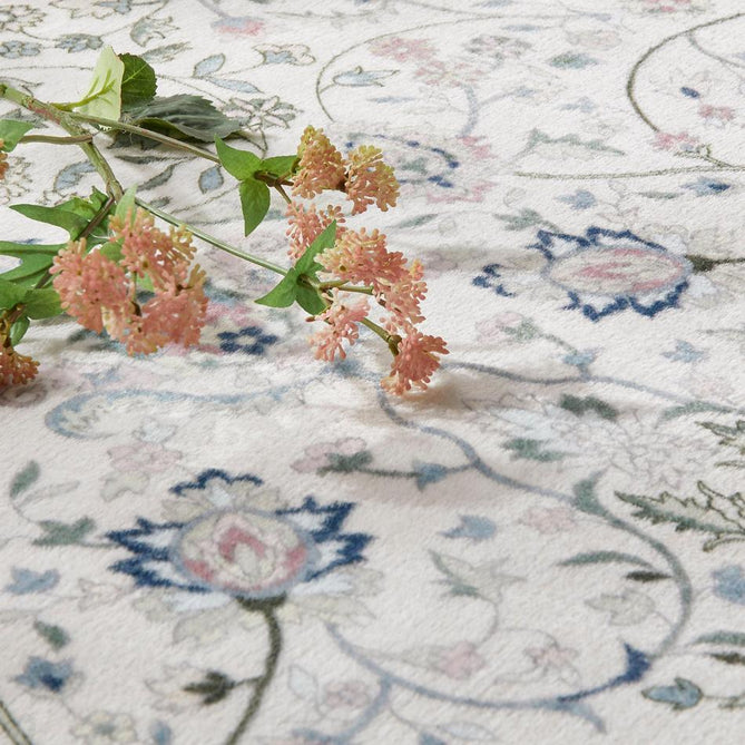Washable Liberty LIB202 Traditional Distressed Floral Medallion Border Easy-Care Soft Smooth Velvet Touch Polyester Short Pile Flatweave Ivory/Pastel Blue/Soft Pink/Sage/Taupe/Lilac/Charcoal Rug-Concept Looms-Rug Love - The Most Loved Rug Store