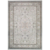 Washable Liberty LIB202 Traditional Distressed Floral Medallion Border Easy-Care Soft Smooth Velvet Touch Polyester Short Pile Flatweave Pastel Rug