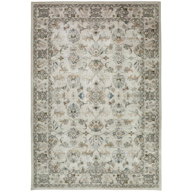 Washable Liberty LIB204 Traditional Distressed Floral Medallion Border Easy-Care Soft Smooth Velvet Touch Polyester Short Pile Flatweave Taupe/Ivory/Charcoal/Olive/Muted Blue/Rust Brown Rug-Concept Looms-Rug Love - The Most Loved Rug Store