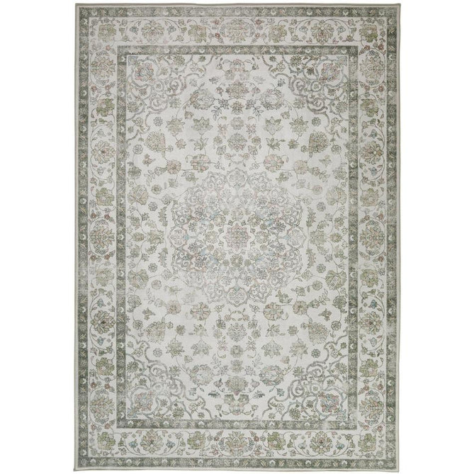 Washable Liberty LIB209 Traditional Distressed Floral Medallion Border Easy-Care Soft Smooth Velvet Touch Polyester Short Pile Flatweave Ivory/Sage/Muted Grey/Blush/Powder Blue/Beige Rug-Concept Looms-Rug Love - The Most Loved Rug Store