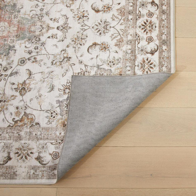 Washable Liberty LIB210 Traditional Distressed Floral Medallion Border Easy-Care Soft Smooth Velvet Touch Polyester Short Pile Flatweave Ivory/Rust/Charcoal/Faded Gold/Sage/Beige Rug-Concept Looms-Rug Love - The Most Loved Rug Store