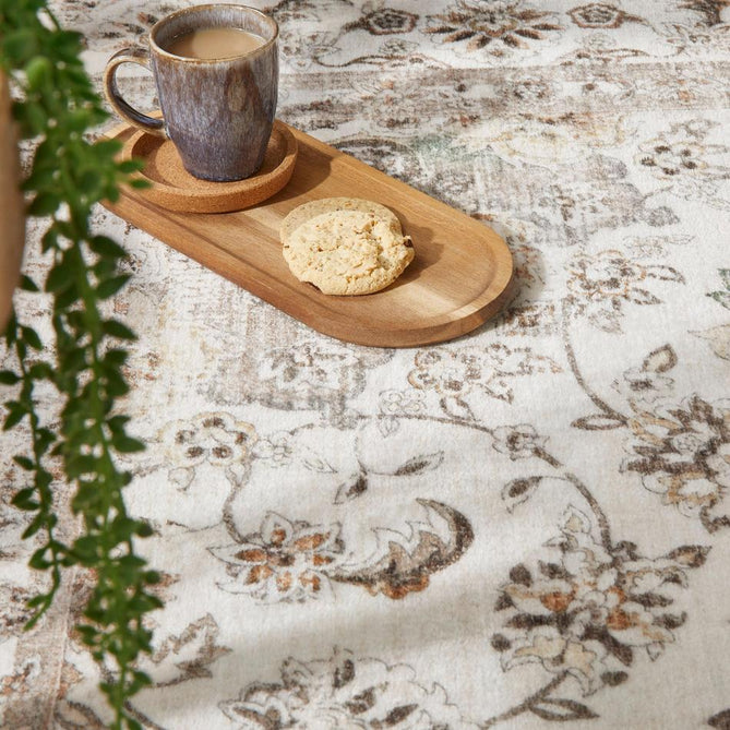 Washable Liberty LIB210 Traditional Distressed Floral Medallion Border Easy-Care Soft Smooth Velvet Touch Polyester Short Pile Flatweave Ivory/Rust/Charcoal/Faded Gold/Sage/Beige Rug-Concept Looms-Rug Love - The Most Loved Rug Store