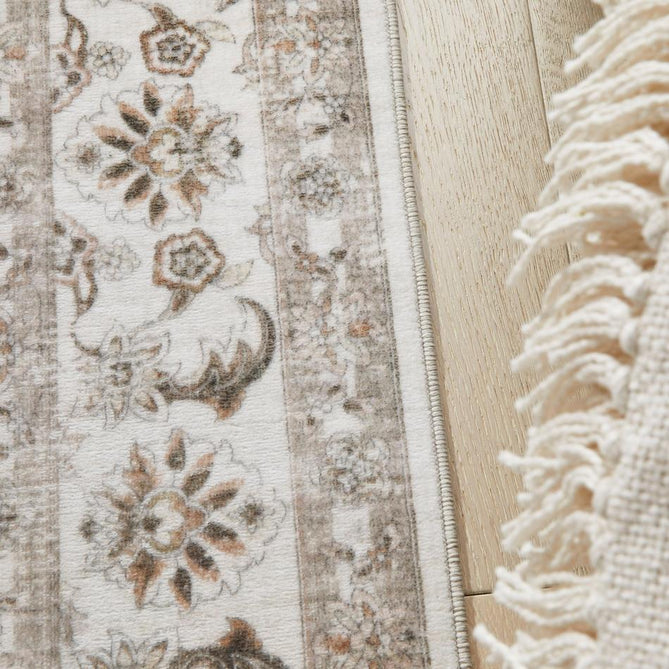 Washable Liberty LIB210 Traditional Distressed Floral Medallion Border Easy-Care Soft Smooth Velvet Touch Polyester Short Pile Flatweave Ivory/Rust/Charcoal/Faded Gold/Sage/Beige Rug-Concept Looms-Rug Love - The Most Loved Rug Store