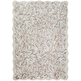 Washable Liberty LIB307 Modern Floral Botanical Scallop Border Easy-Care Soft Smooth Velvet Touch Polyester Short Pile Flatweave Quarry Rug
