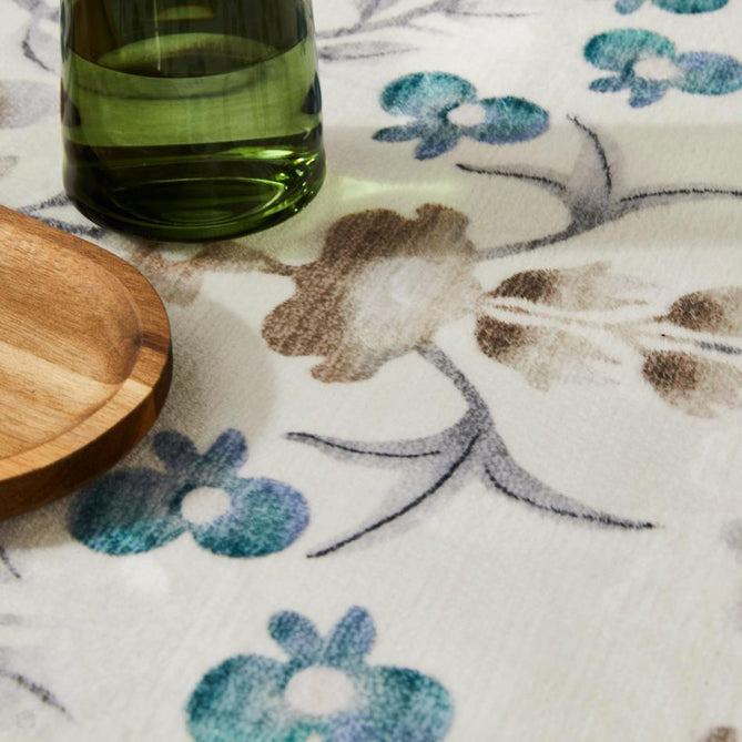 Washable Liberty LIB308 Modern Traditional Floral Botanical Scallop Border Easy-Care Soft Smooth Velvet Touch Polyester Short Pile Flatweave Ivory/Taupe/Teal/Stone Grey/Warm Beige/Charcoal/Soft Blue Grey Rug-Concept Looms-Rug Love - The Most Loved Rug Store